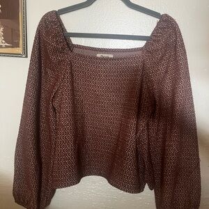 Madewell Maroon Textured Top
